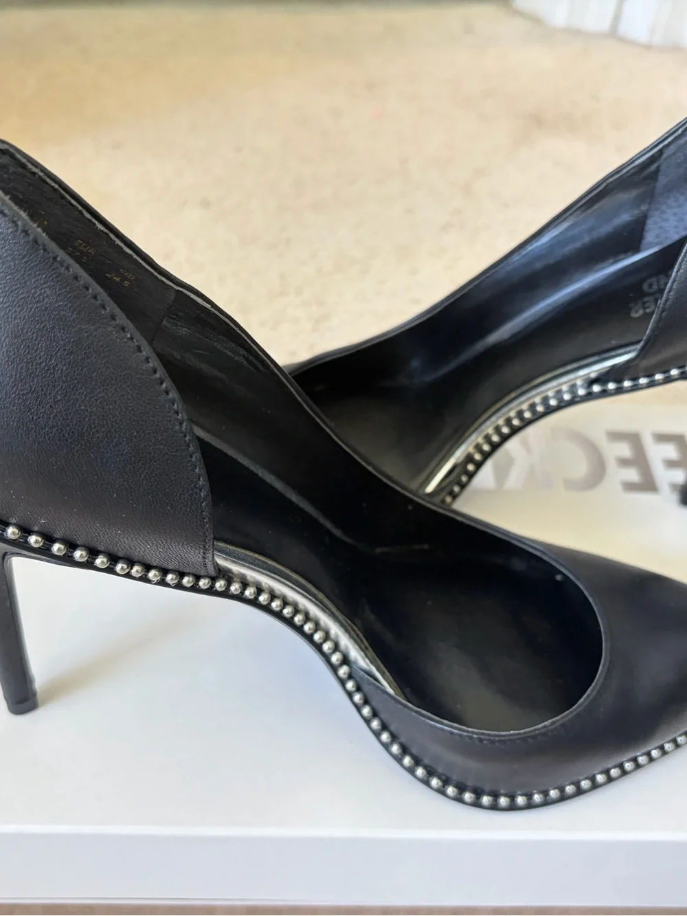 Bleecker & Bond Black Stud-Trim Pointed Toe Pumps